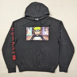 Naruto Shippuden Ichiraku Ramen Shop Anime Graphic Hoodie Black Men's Sz Medium